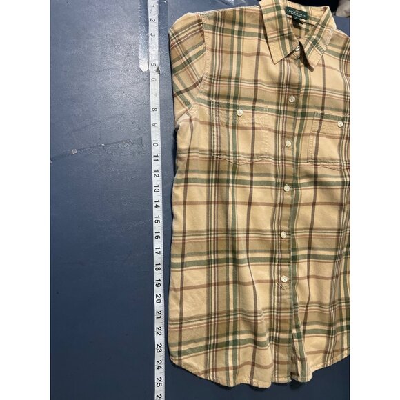 Lauren Ralph Lauren Womens Shirt Medium Bei Plaid Cotton Button-Down - Picture 2 of 10